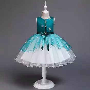 Летние детские платья Сетчатое платье для детей среднего и большого возраста Юбка Юбка принцессы для девочек на подиуме Детская юбка-пачка для выступлений 110cm красный