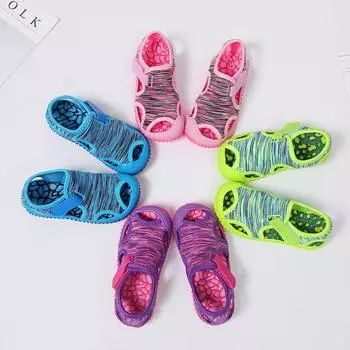 Летние детские пляжные нескользящие уличные кроссовки для маленьких девочек и мальчиков, сандалии, обувь 21 розовый