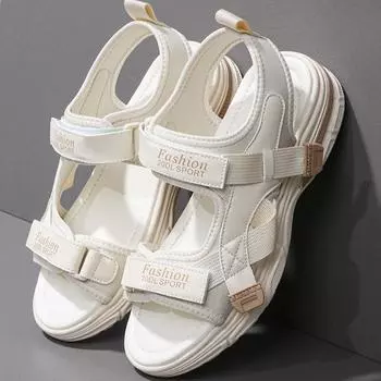 Летние детские противоскользящие и износостойкие модные спортивные сандалии на липучке, пляжная обувь, тапочки, женская обувь, детская обувь 34 белый/зелёный