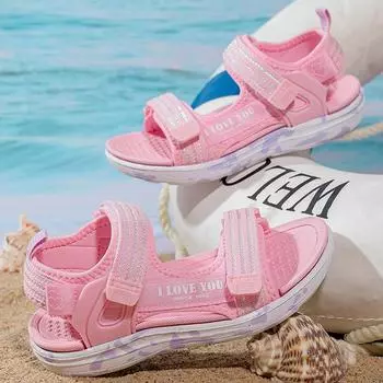 Летние детские противоскользящие модные легкие уличные повседневные сандалии, пляжная обувь, тапочки 28-39 28 зелёный