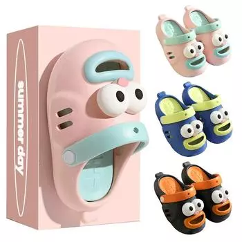 Летние детские сандалии для девочек и мальчиков, милые детские тапочки с героями мультфильмов, нескользящая детская обувь на толстой подошве для купания, пляжная обувь для игр в воде 24-25(Insole 17cm) чёрный