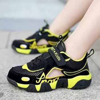 Летние детские сандалии, дышащие сандалии для мальчиков, мягкая удобная детская обувь, уличные пляжные детские легкие сандалии 40 чёрный