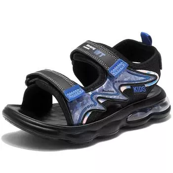 Летние детские сандалии камуфляжного цвета для мальчиков Летняя спортивная обувь Double Magic Pattoor Сандалии для мальчиков на воздушной подушке Max Шлепанцы 42 озеро синий/чёрный