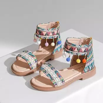 Летние детские сандалии с кисточками для студентов 25–36 лет 25 зелёный