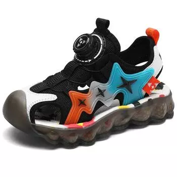 Летние детские сандалии с закрытым носком Rotary Button, пляжная обувь для девочек, спортивные пляжные сандалии 27 розовый