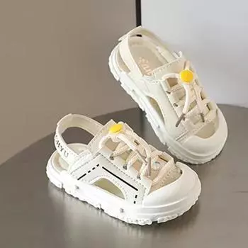 Летние детские сандалии с защитой пальцев, пляжная обувь для мальчиков, детские спортивные сандалии для девочек, обувь для малышей с мягкой подошвой, Sandalias, От 1 до 6 лет 22 белый