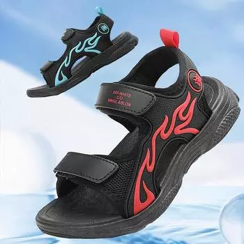 Летние детские сандалии, уличные пляжные кроссовки, сандалии Magic Post для мальчиков, сандалии для девочек, сандалии для девочек 28 чёрный/красный