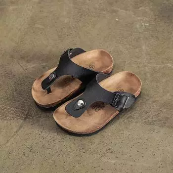Летние детские сандалии в римском стиле размера плюс 22–39, обувь на плоской подошве для девочек, пляжная обувь для мальчиков, Нескользящие шлепанцы 22 чёрный