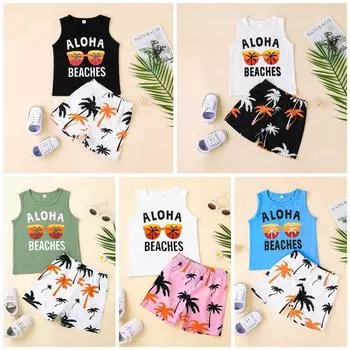 Летние детские шорты на бретельках с алфавитом, стильный спортивный брючный костюм из двух частей 80cm