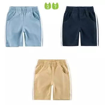 Летние детские штаны, новые детские пятые штаны, средние штаны для мальчиков, хлопковые пляжные штаны 90cm синий