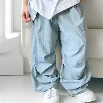 Летние детские свободные брюки Dopamine, тонкие, средние и большие детские спортивные однотонные повседневные длинные брюки 150