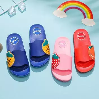 Летние детские тапочки для малышей милые мальчики и девочки домашние домашние и уличные фруктовые однословные нескользящие сандалии одноклассники 24 (inner length 15cm)