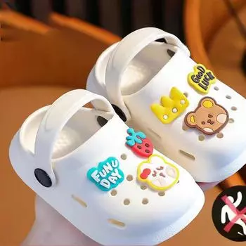 Летние детские тапочки, милые и мультяшные противоскользящие сабо с закрытым носком для мальчиков, девочек, младенцев и детей всех размеров 20-21 белый