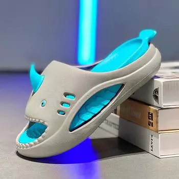 Летние детские тапочки с акулами для мальчиков и девочек с мягкой подошвой, спортивные пляжные тапочки, импортная торговля, новые, прямые продажи с фабрики, тапочки 24 синий