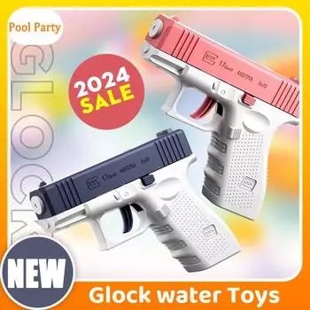 Летние детские водные пистолеты, игрушки для пистолета Glock, игрушечный пистолет для стрельбы, полностью автоматический, для стрельбы, для пляжа, для родителей и детей, интерактивные игрушки