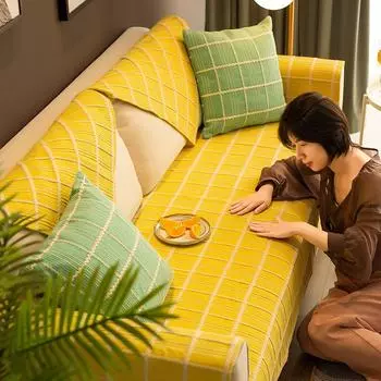 Летние диванные подушки из хлопка и льна на все времена года, тканевые нескользящие подушки, льняные простые современные чехлы и чехлы для диванов 70*70