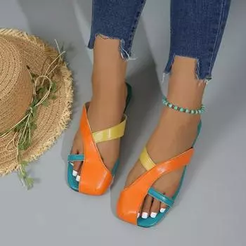 Летние дизайнерские женские плоские новые тапочки с удобной женской обувью повседневные тапочки женские 2024 женские сандалии 36 оранжевый