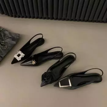 Летние дизайнерские женские сандалии, модные сандалии без шнуровки на плоской подошве со стразами, женские элегантные сандалии с острым носком на пятке 35