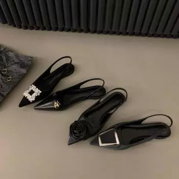 Летние дизайнерские женские сандалии, модные сандалии без шнуровки на плоской подошве со стразами, женские элегантные сандалии с острым носком на пятке 35