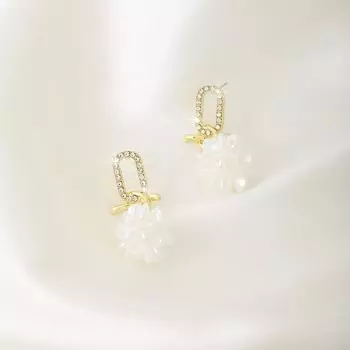 Летние длинные цветочные серьги ручной работы с жемчугом и бисером, корейские модные блестящие серьги, милые украшения