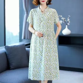 Летние длинные платья больших размеров для женщин, свободное женское летнее платье с коротким рукавом и v-образным вырезом XL