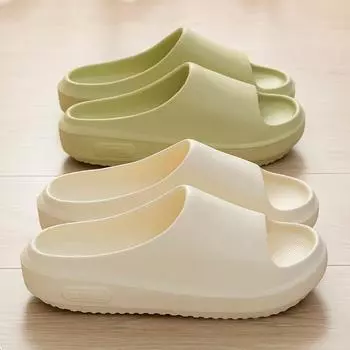 Летние домашние и уличные тапочки из ЭВА с толстой подошвой для женщин 2025 г., толстые пляжные шлепанцы для женщин, легкие нескользящие тапочки для ванной 36-37 белый