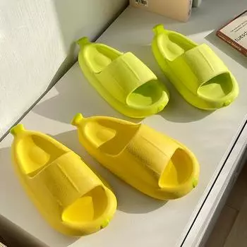 Летние домашние тапочки, милые банановые, легкие, нескользящие, для дома, обувь для родителей и детей, мужские сандалии, женские пляжные тапочки, взрывной стиль 35-36 зелёный