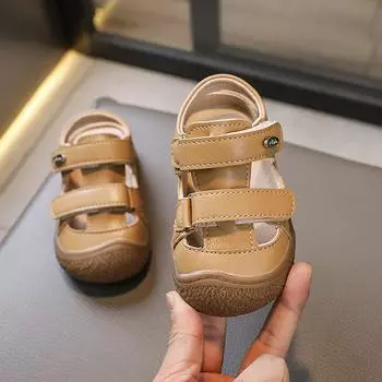 Летние дышащие детские сандалии, модная и простая детская повседневная обувь, закрытый носок, мягкая подошва, обувь для малышей 17 жёлтый