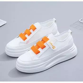 Летние дышащие липучки, маленькие белые женские туфли с тонкой сеткой, универсальные повседневные туфли с толстой подошвой 35