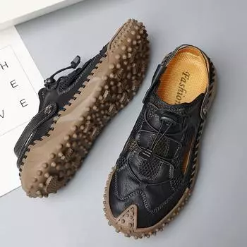 Летние дышащие мужские пляжные кожаные дизайнерские тапочки, нескользящие мюли, роскошные сандалии-гладиаторы Roma, мужские повседневные шлепанцы, новинка 38