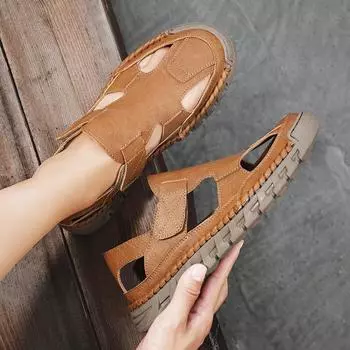 Летние дышащие мужские полые сандалии сандалии для улицы сандалии для мужчин повседневная летняя обувь мужская легкая удобная повседневная 39 коричневый