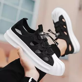 Летние дышащие мужские сандалии в спортивном стиле с толстой подошвой, сетчатые туфли, модные, для уличной фотографии, повседневные сандалии с сумкой на голову 39