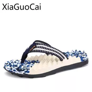 Летние дышащие мужские шлепанцы, нескользящие мужские тапочки, мягкая подошва, модная одежда, массажная камуфляжная пляжная обувь для мужчин 7 зелёный