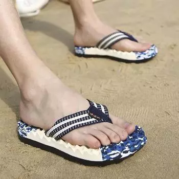 Летние дышащие мужские шлепанцы, нескользящие мужские тапочки, мягкая подошва, модная одежда, массажная камуфляжная пляжная обувь для мужчин 7 зелёный