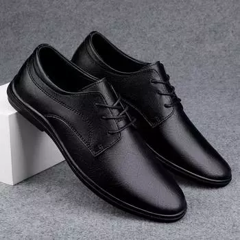Летние дышащие мужские туфли на плоской подошве из натуральной кожи, уличные оксфорды, мужская обувь, модная деловая обувь на шнуровке 2024 года, обувь для вождения 38