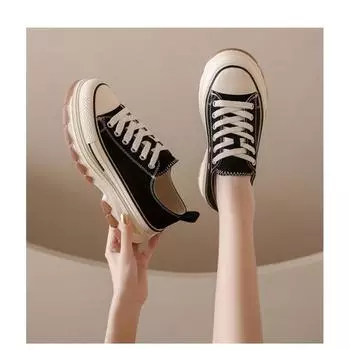 Летние дышащие парусиновые туфли на толстой подошве для женщин 35 белый