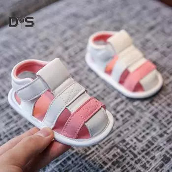 Летние дышащие противоскользящие сандалии Mom&Me для младенцев, обувь на плоской подошве для малышей Prewalker 12 розовый