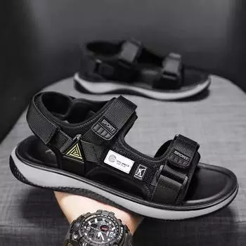 Летние дышащие сандалии, мужская верхняя одежда, пляжная обувь, легкая повседневная мужская обувь 44 чёрный