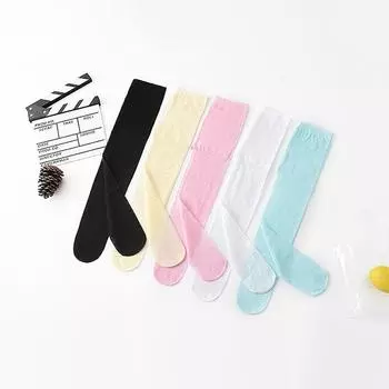 Летние дышащие тонкие детские колготки с милыми звездными принтами для девочек, прозрачные детские колготки белый