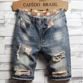 Летние джинсовые шорты мужские свободные прямые брюки пять четвертей 40