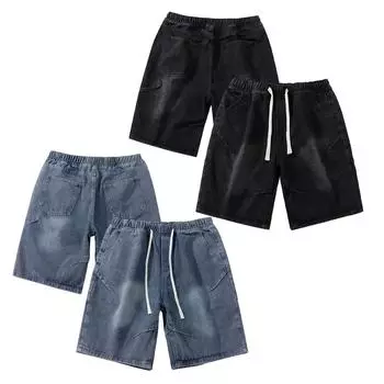 Летние джинсовые шорты с потертостями, мужские свободные повседневные шорты L синий