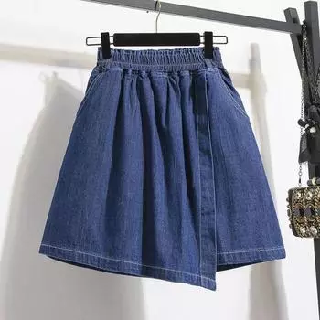 Летние джинсовые юбки, женская одежда, однотонные джинсы А-силуэта, женские повседневные платья с высокой талией из тонкого хлопка, элегантная юбка-миди S темно-синий