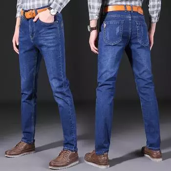 Летние джинсы мужские свободные прямые эластичные мужские брюки повседневные узкие трендовые брюки осенние и зимние модели прилив 28