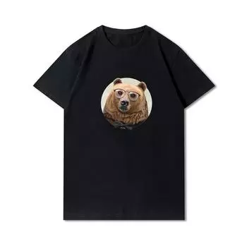 Летние футболки больших размеров с 100 узорами для мужчин, повседневные топы с короткими рукавами и принтом медведей, футболки из 100% хлопка с круглым вырезом XXXL