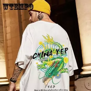 Летние футболки большого размера с круглым вырезом и короткими рукавами, повседневные свободные пуловеры с графическим рисунком для молодежи, мужские рубашки в стиле хип-хоп в китайском стиле XXXL
