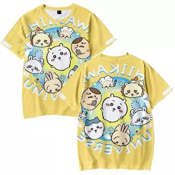 Летние футболки для мужчин, женская одежда, фитнес, принт Chiikawa, O-образный вырез, мужская футболка для мужчин, большие размеры, новые мужские футболки, топы XS