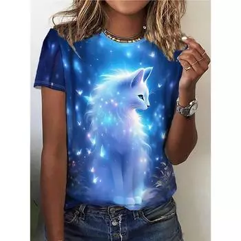 Летние футболки с 3D-принтом для женщин, уличная одежда, повседневная мода с животными, футболка Y2k с коротким рукавом, футболки с круглым вырезом, топы, одежда S