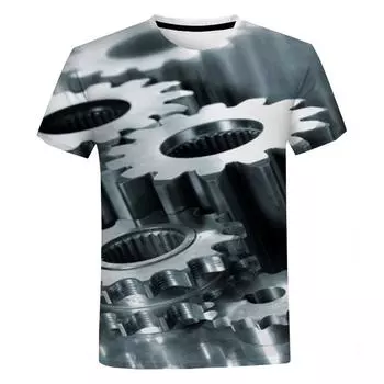 Летние футболки с 3D-принтом и графикой механика, мужские, уличный стиль Харадзюку, оверсайз, модные повседневные топы 6XL