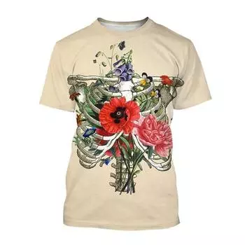 Летние футболки с 3D-принтом «Тело скелета», женская уличная одежда, повседневная мода, футболка с коротким рукавом, детский футболки с круглым вырезом, топы, одежда 5XL