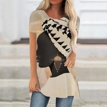 Летние футболки с 3D принтом в африканском стиле для девочек, женская модная уличная одежда, футболка большого размера с коротким рукавом, женские футболки, топы, одежда S